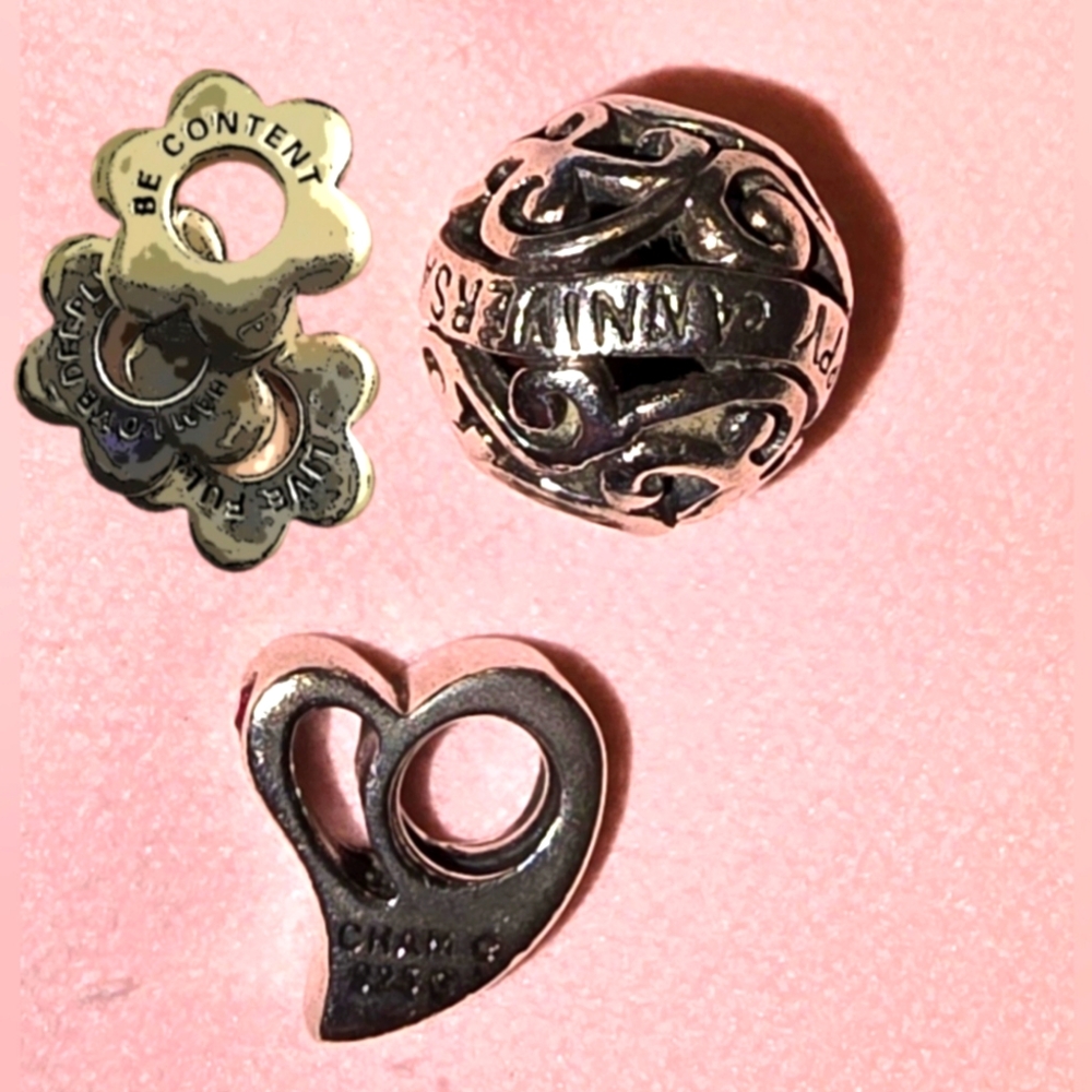 Chamilia Happy Anniversary, Live Love & Heart Charm Set 925